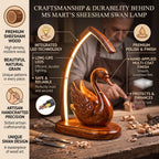 Premium Wooden Swan LED Night Light | Artisan Handcrafted Sheesham Lamp