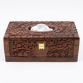 Premium Hand-Carved Wooden Tissue Box | Vintage Floral Relief