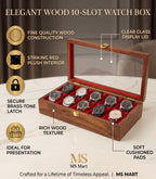 Premium Wood 10-Slot Watch Box Organizer with Display Lid