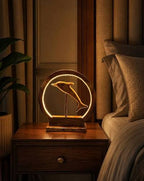 Handcrafted Wooden Dolphin LED Lamp – Ambient Table Decor